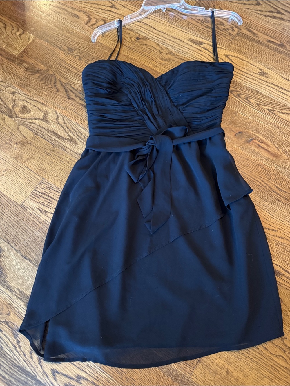 Guess Black Strapless Ruched Mini Dress with Tie